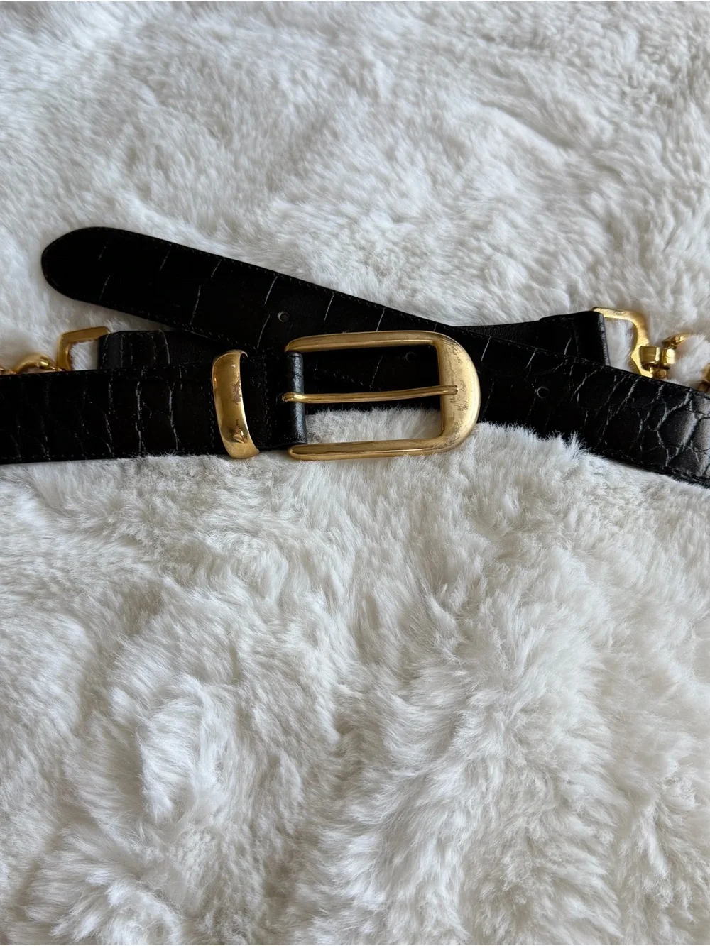 The Limited Black Genuine Leather Chain Belt Gold Hardware Size S Made Italy